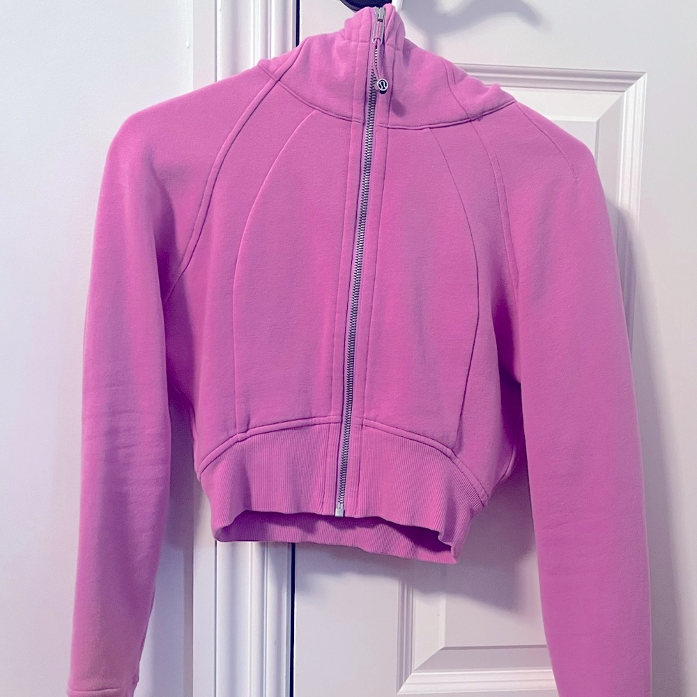 Lululemon Cropped Zip-Up Scuba in Dahlia Mauve Color